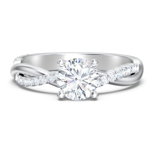 Twisted Infinity Engagement Ring with Side Stones – 14K White Gold with Lab Diamond