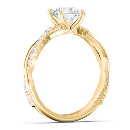 Twisted Infinity Engagement Ring with Side Stones in 9K Solid Yellow Gold