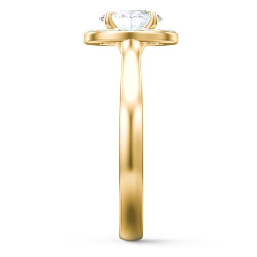 Classic Halo Solitaire Diamond Engagement Ring – 9kt Yellow Gold with Lab Diamond