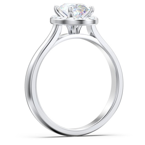 Classic Halo Solitaire Diamond Engagement Ring – 14K White Gold with Lab Diamond
