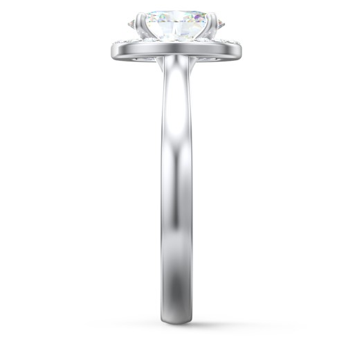 Classic Halo Solitaire Diamond Engagement Ring – 14K White Gold with Lab Diamond