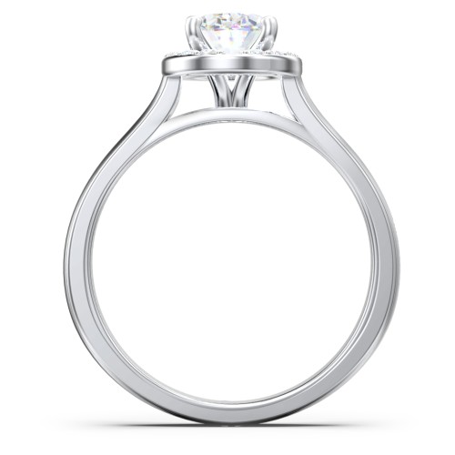 Classic Halo Solitaire Diamond Engagement Ring – 14K White Gold with Lab Diamond