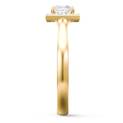 Classic Halo Solitaire Diamond Engagement Ring – 9kt Yellow Gold with Lab Diamond