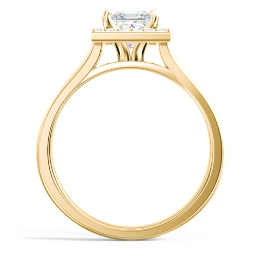 Classic Halo Solitaire Diamond Engagement Ring – 9kt Yellow Gold with Lab Diamond