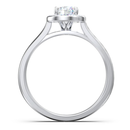 Classic Halo Solitaire Diamond Engagement Ring – 14K White Gold with Lab Diamond