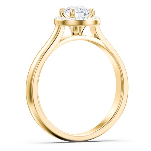 Classic Halo Solitaire Diamond Engagement Ring – 9kt Yellow Gold with Lab Diamond