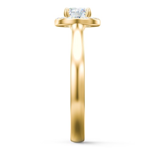 Classic Halo Solitaire Diamond Engagement Ring – 9kt Yellow Gold with Lab Diamond