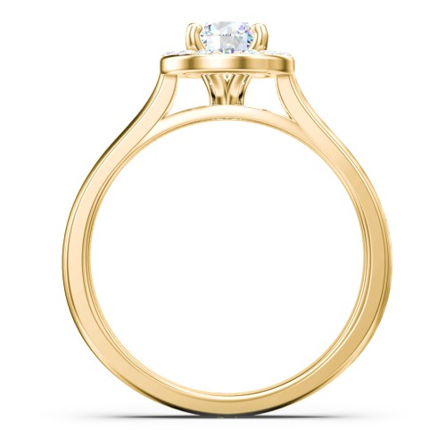 Classic Halo Solitaire Diamond Engagement Ring – 9kt Yellow Gold with Lab Diamond