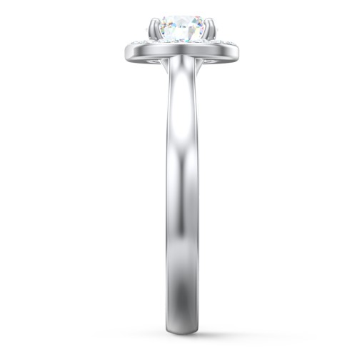 Classic Halo Solitaire Diamond Engagement Ring – 14K White Gold with Lab Diamond