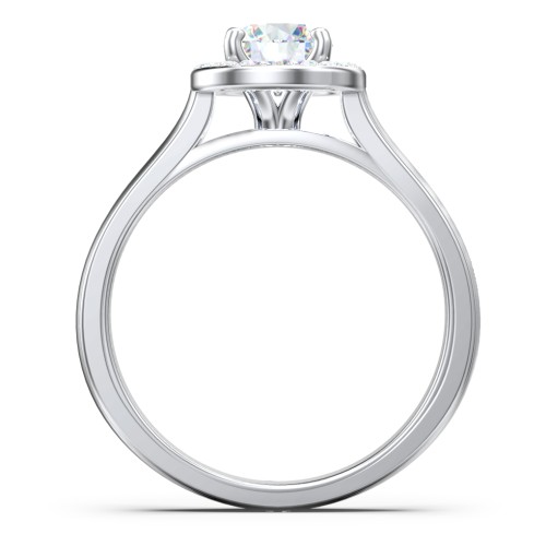 Classic Halo Solitaire Diamond Engagement Ring – 14K White Gold with Lab Diamond