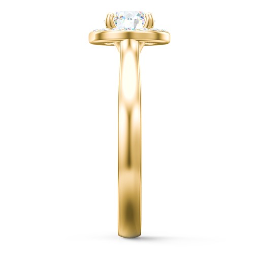 Classic Halo Solitaire Diamond Engagement Ring – 9kt Yellow Gold with Lab Diamond