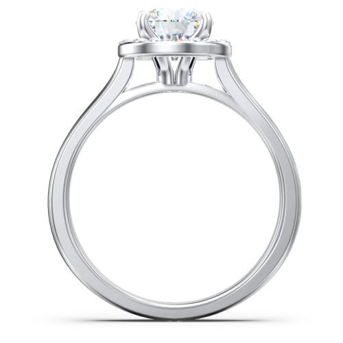 Classic Halo Solitaire Diamond Engagement Ring – 14K White Gold with Lab Diamond