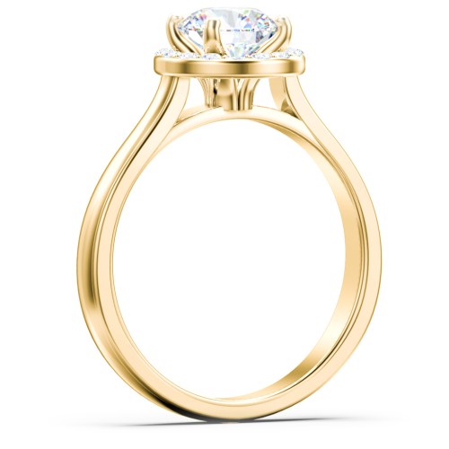 Classic Halo Solitaire Diamond Engagement Ring – 9kt Yellow Gold with Lab Diamond