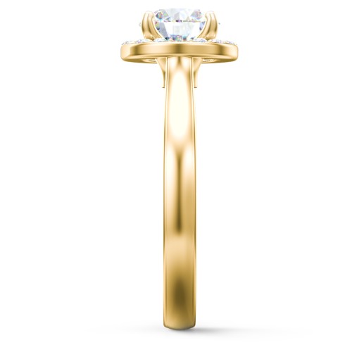 Classic Halo Solitaire Diamond Engagement Ring – 9kt Yellow Gold with Lab Diamond