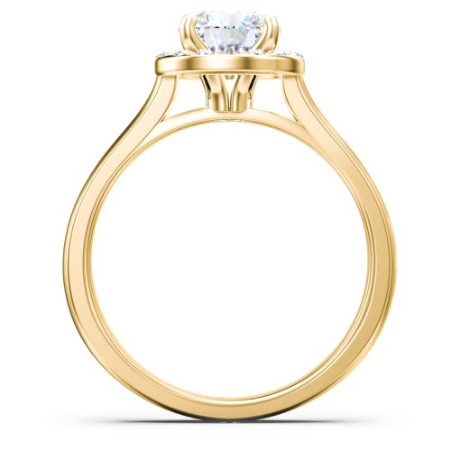 Classic Halo Solitaire Diamond Engagement Ring – 9kt Yellow Gold with Lab Diamond