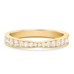 Tapered Half Eternity Diamond Band in 9K Solid Yellow Gold
