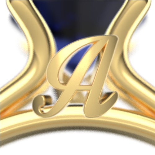 Solitaire Diamond Engagement Ring with Personalised Initials – 9kt Yellow Gold with 09BSAP-OV-1.00