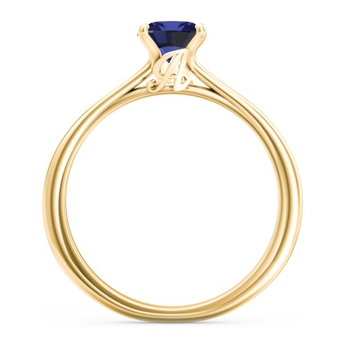 Solitaire Diamond Engagement Ring with Personalised Initials – 9kt Yellow Gold with 09BSAP-OV-1.00