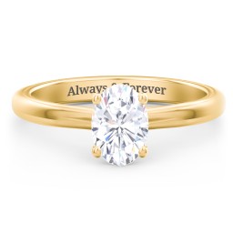 Solitaire Diamond Engagement Ring with Personalised Initials in 9K Solid Yellow Gold with 04LABDIAM-OV-1.00-SI1-G-G