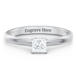 Solitaire Diamond Engagement Ring with Personalised Initials
