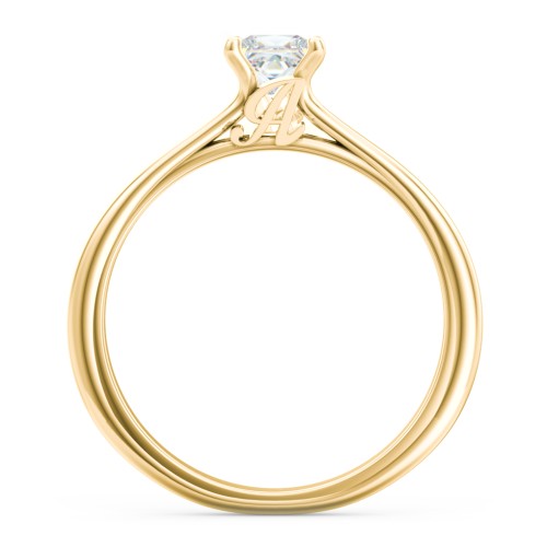 Solitaire Diamond Engagement Ring with Personalised Initials – 9kt Yellow Gold