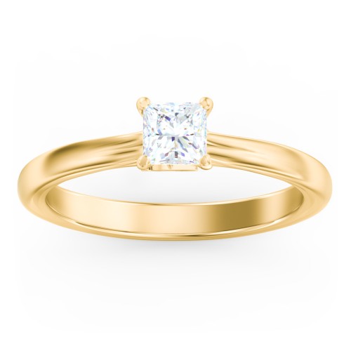 Solitaire Diamond Engagement Ring with Personalised Initials – 9kt Yellow Gold