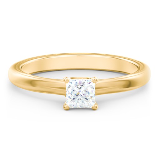 Solitaire Diamond Engagement Ring with Personalised Initials – 9kt Yellow Gold