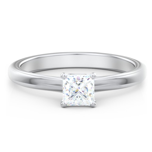 Solitaire Diamond Engagement Ring with Personalised Initials – 14K White Gold