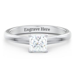 Solitaire Diamond Engagement Ring with Personalised Initials