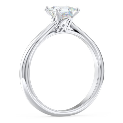 Solitaire Diamond Engagement Ring with Personalised Initials – 14K White Gold