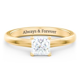 Solitaire Diamond Engagement Ring with Personalised Initials in 9K Solid Yellow Gold with 04LABDIAM-PC-1.00-SI1-F-G