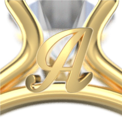 Solitaire Diamond Engagement Ring with Personalised Initials – 9kt Yellow Gold