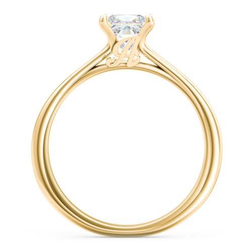 Solitaire Diamond Engagement Ring with Personalised Initials – 9kt Yellow Gold