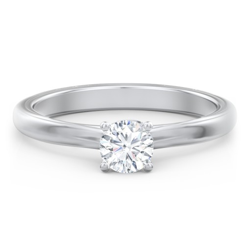Solitaire Diamond Engagement Ring with Personalised Initials – 14K White Gold
