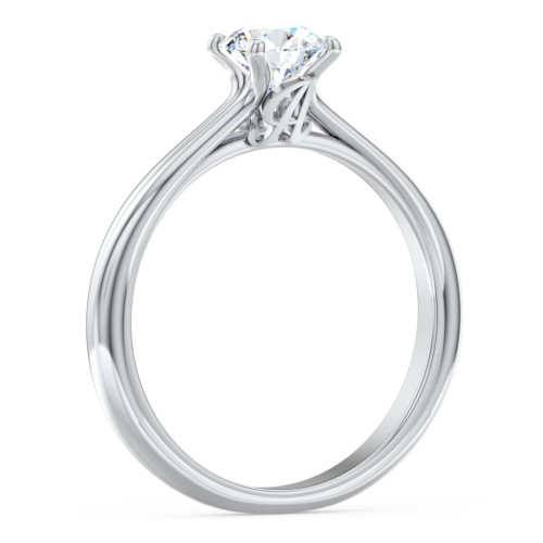 Solitaire Diamond Engagement Ring with Personalised Initials – 14K White Gold