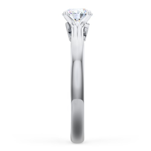 Solitaire Diamond Engagement Ring with Personalised Initials – 14K White Gold