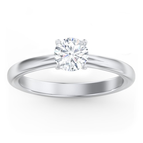 Solitaire Diamond Engagement Ring with Personalised Initials – 14K White Gold