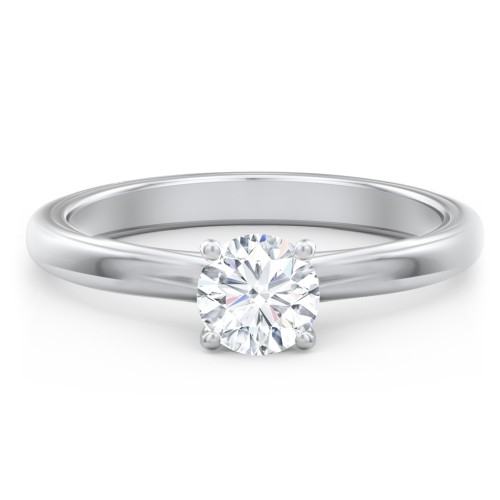 Solitaire Diamond Engagement Ring with Personalised Initials – 14K White Gold