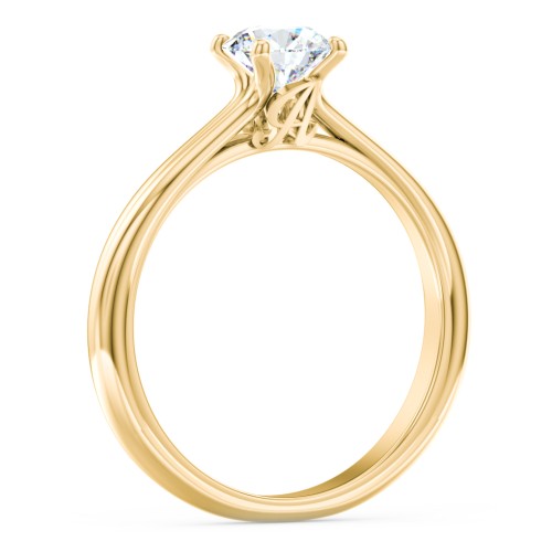 Solitaire Diamond Engagement Ring with Personalised Initials – 9kt Yellow Gold