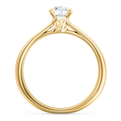 Solitaire Diamond Engagement Ring with Personalised Initials – 9kt Yellow Gold