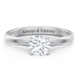 Solitaire Diamond Engagement Ring with Personalised Initials