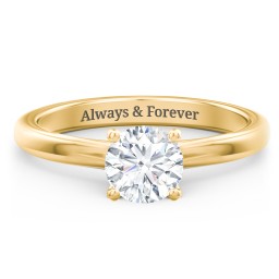 Solitaire Diamond Engagement Ring with Personalised Initials in 9K Solid Yellow Gold with 04LABDIAM-RD-1.00-SI1-F-VG