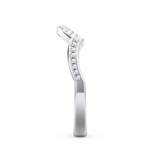 Diamond Accent Arched Wedding Band – 14K White Gold with Lab Diamond