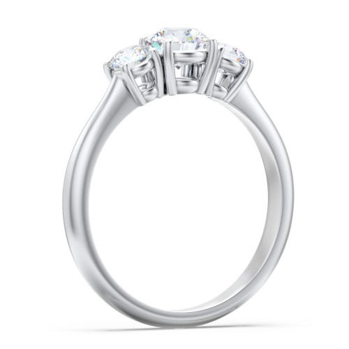 Classic 3-Stone Diamond Engagement Ring – 14K White Gold with Lab Diamond