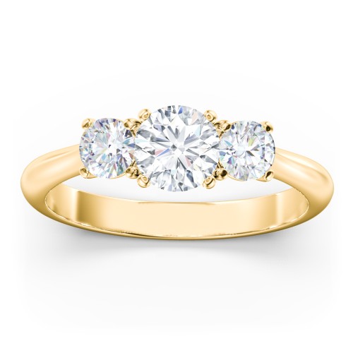 Classic 3-Stone Diamond Engagement Ring – 9kt Yellow Gold with Lab Diamond