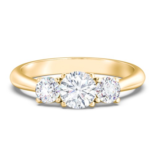 Classic 3-Stone Diamond Engagement Ring – 9kt Yellow Gold with Lab Diamond