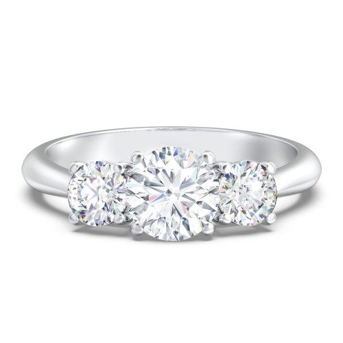 Classic 3-Stone Diamond Engagement Ring – 14K White Gold with Lab Diamond