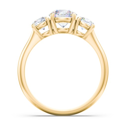 Classic 3-Stone Diamond Engagement Ring – 9kt Yellow Gold with Lab Diamond