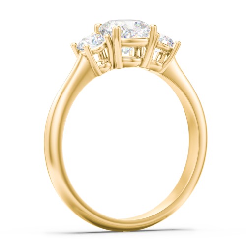 Classic 3-Stone Diamond Engagement Ring – 9kt Yellow Gold with Lab Diamond