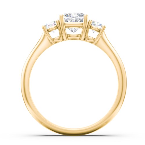 Classic 3-Stone Diamond Engagement Ring – 9kt Yellow Gold with Lab Diamond